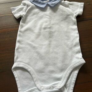 Jacadi White Bodysuit with Blue Collar
